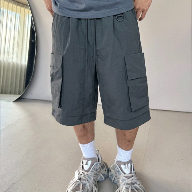 寬鬆立體大口袋六分褲