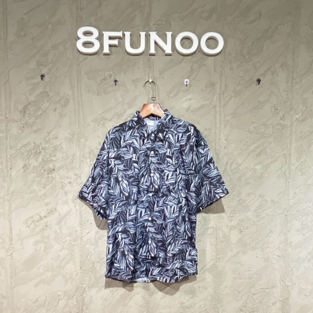 復古樹葉印花短袖襯衫