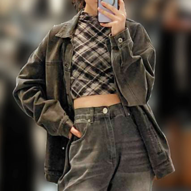 落肩漸變牛仔外套