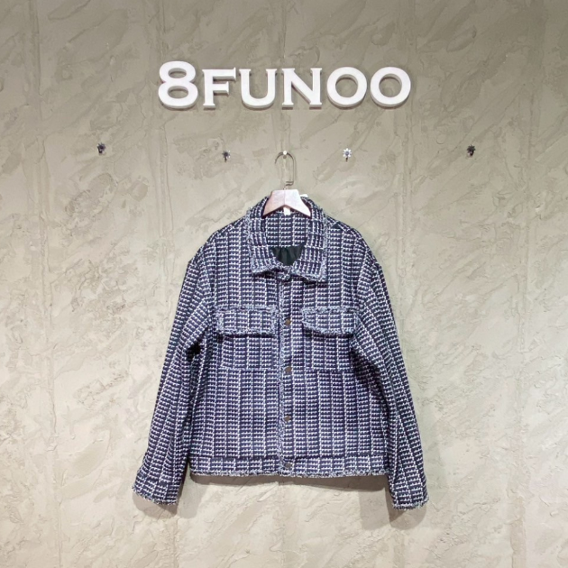 小香風粗花呢翻領短版休閒夾克