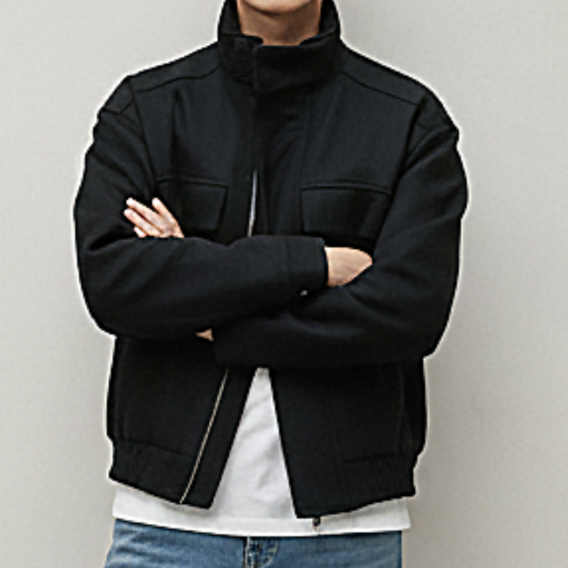 工裝風短版立領拉鍊休閒外套