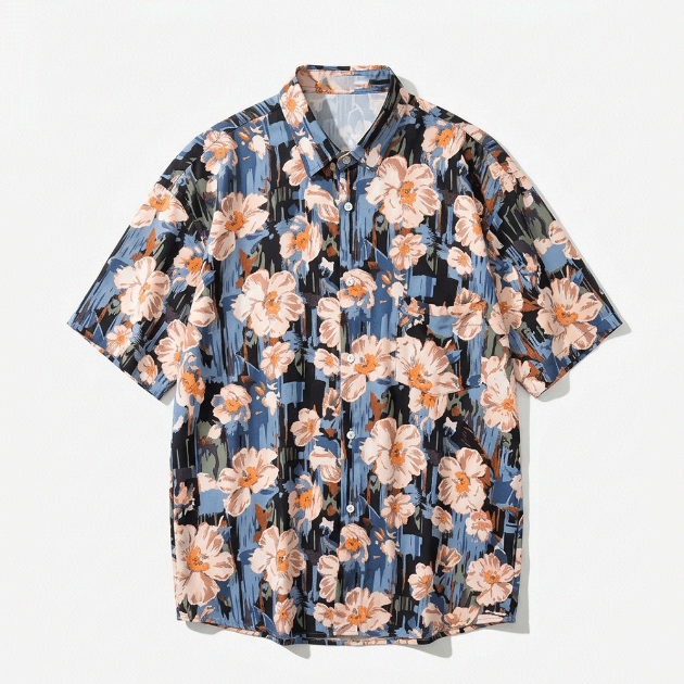 夏威夷度假風印花短襯衫