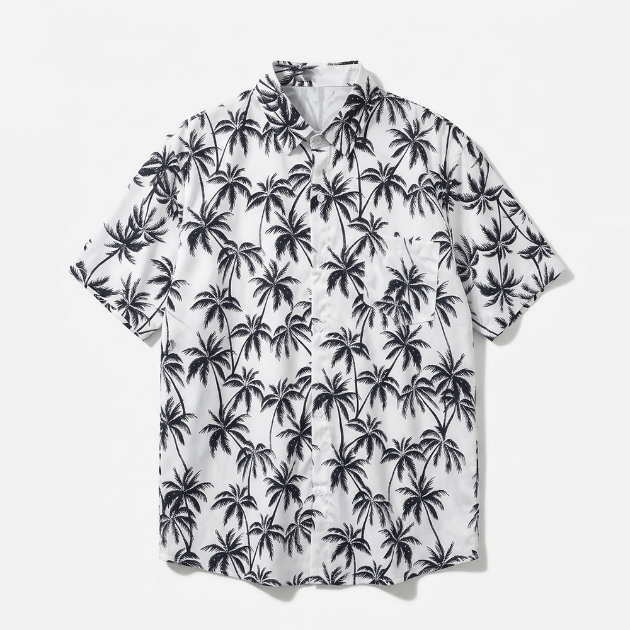 椰子樹印花短袖襯衫