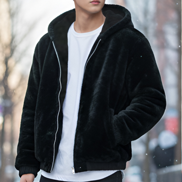 麂皮絨拼接毛雙面外套