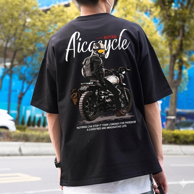 帥氣重機雙面印花短T