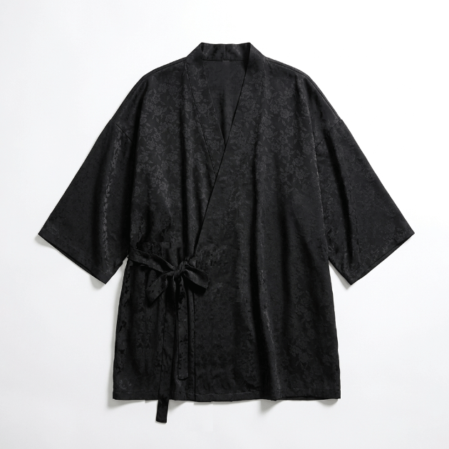 和風繫帶開襟休閒罩衫