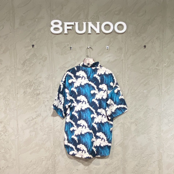 浮世繪巨浪印花短袖襯衫