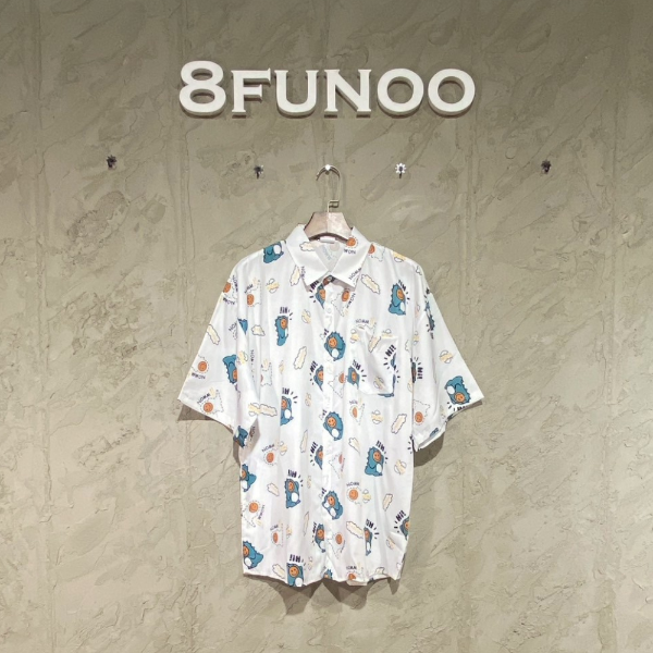 可愛恐龍塗鴉短袖襯衫