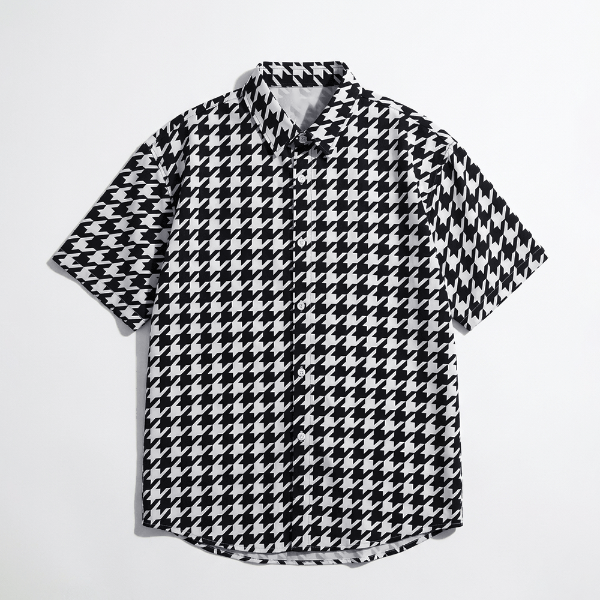 都會感千鳥格短袖襯衫