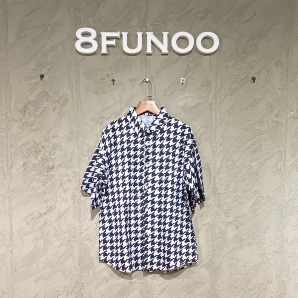 韓系千鳥格短袖襯衫