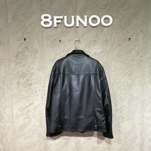 潮流翻領黑色機車皮衣夾克