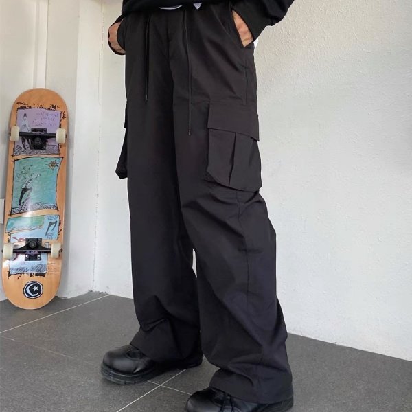 抽繩口袋寬鬆工裝長褲