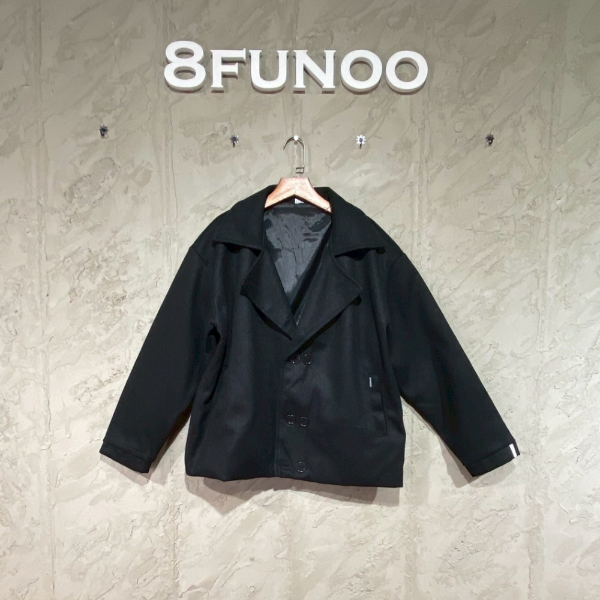 寬鬆大翻領毛呢短休閒西裝外套