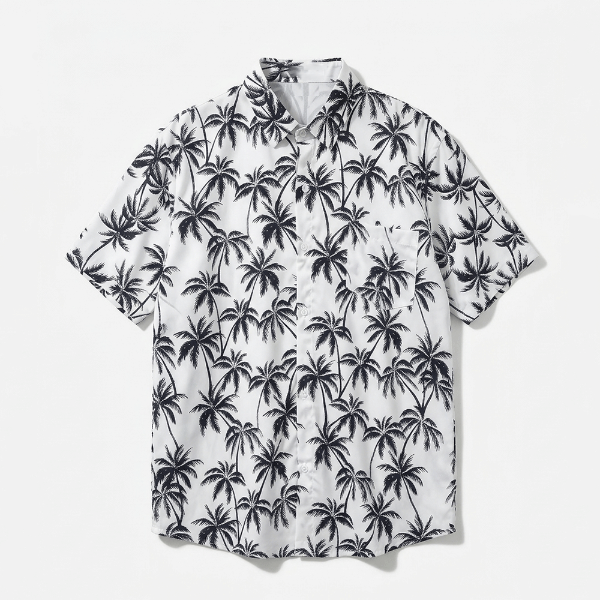 椰子樹印花短袖襯衫