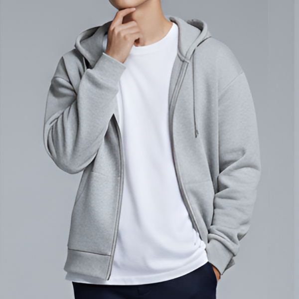 簡約雙向拉鍊連帽外套