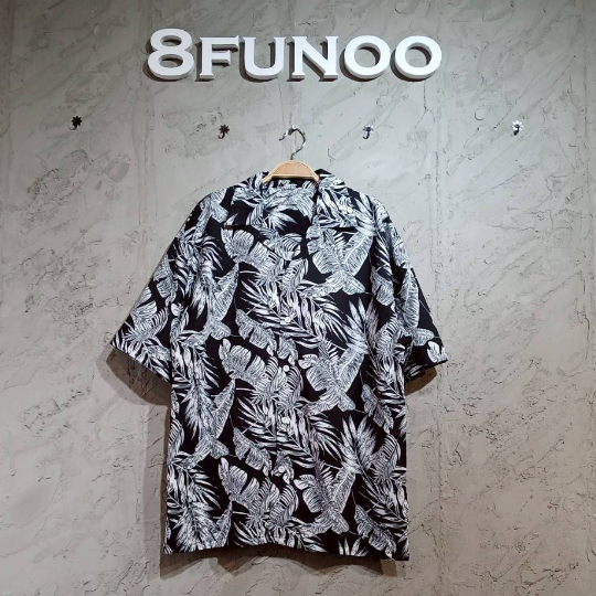 熱帶葉子夏日短袖花襯衫