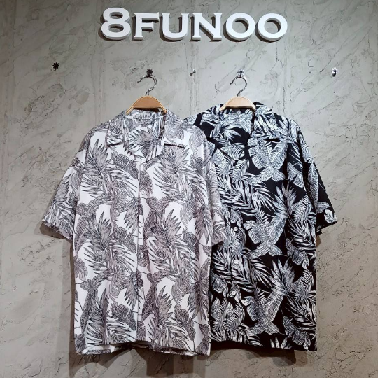 熱帶葉子夏日短袖花襯衫