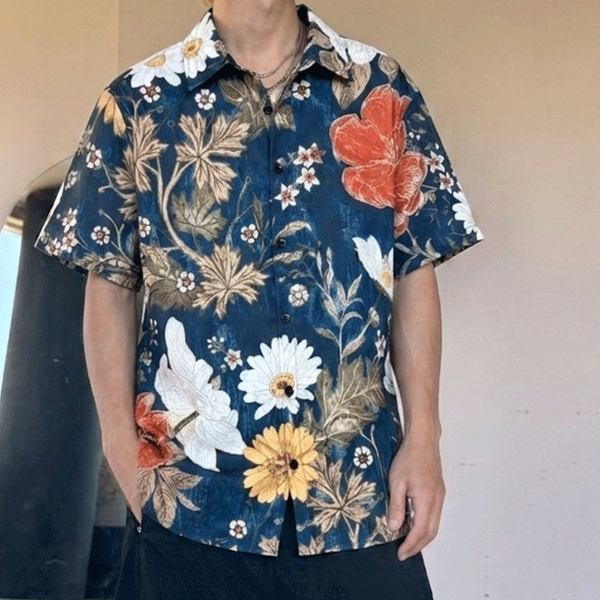 雛菊油畫渡假襯衫