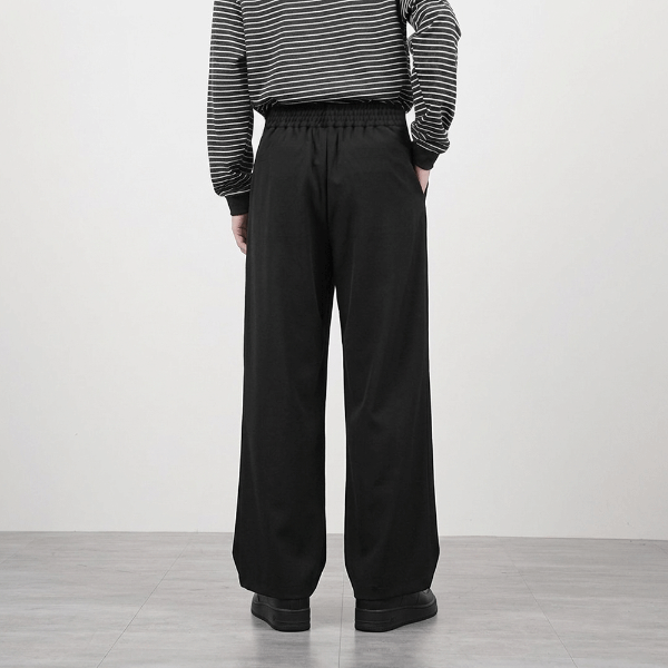 黑色中式綁帶大擺寬褲