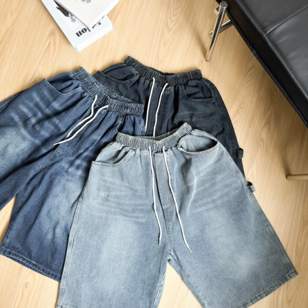 復古刷色畫家七分牛仔短褲