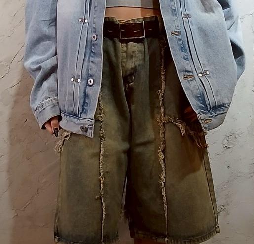  廢土風做舊牛仔短褲