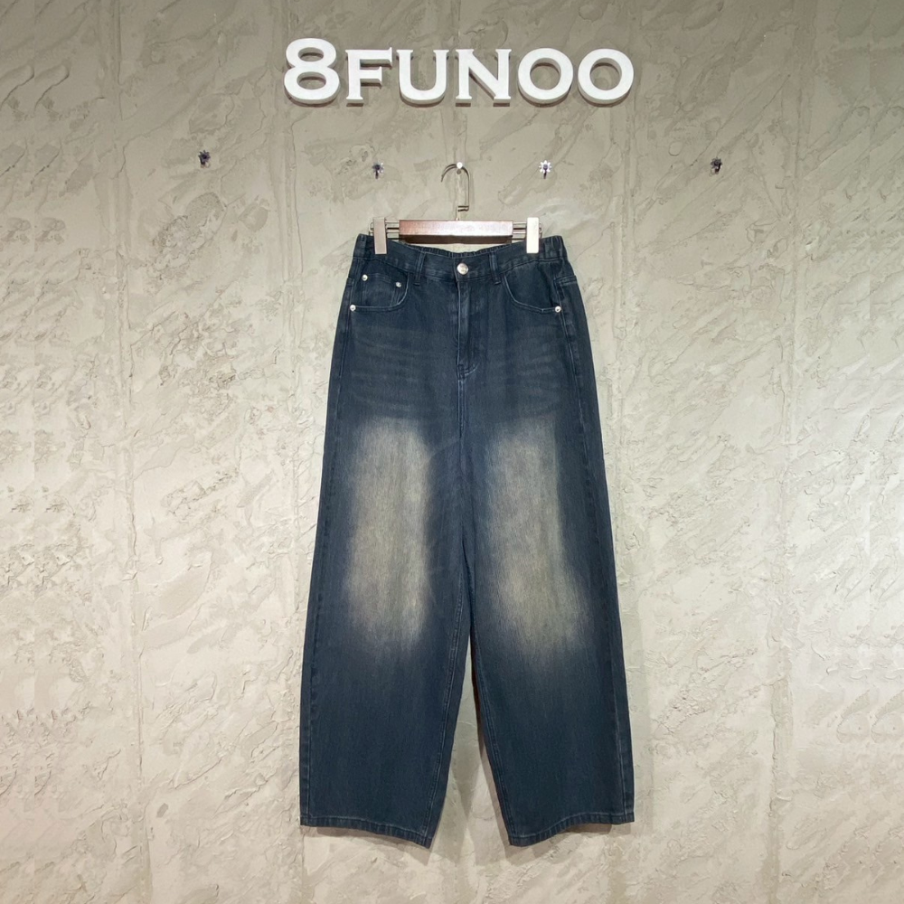 燈芯絨復古刷色寬版闊腿褲